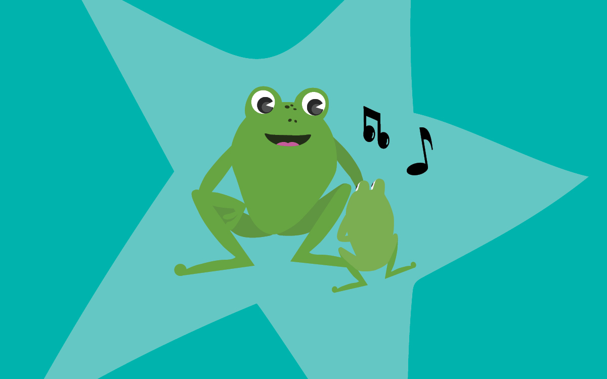 A frog family rhyming together.