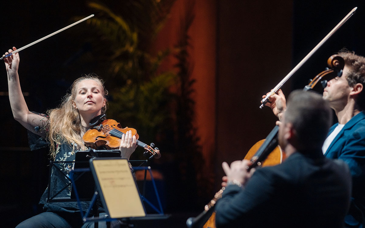 Violinists playing music