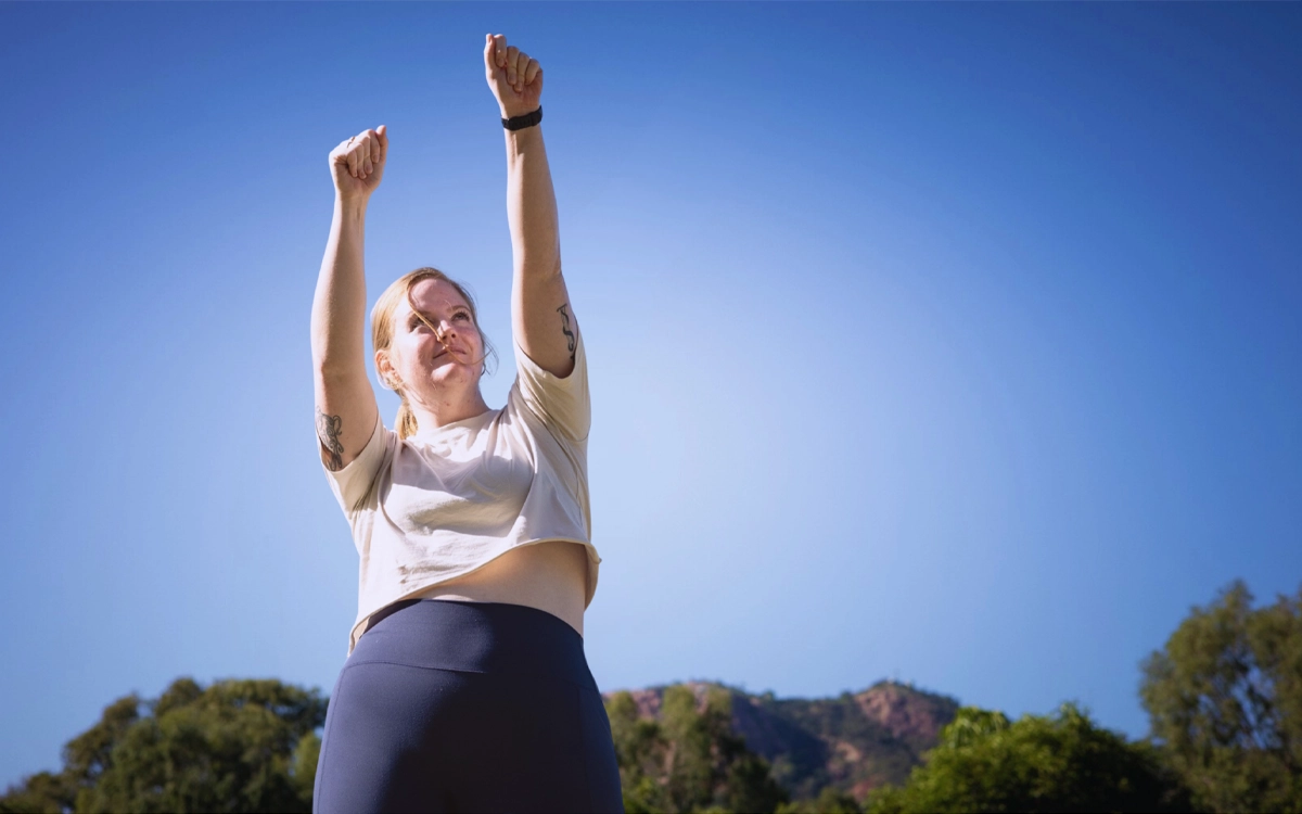 Someone dancing against the sky