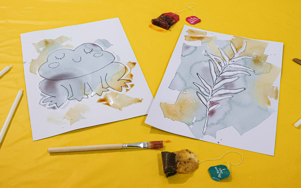 Paintings made with candles and tea
