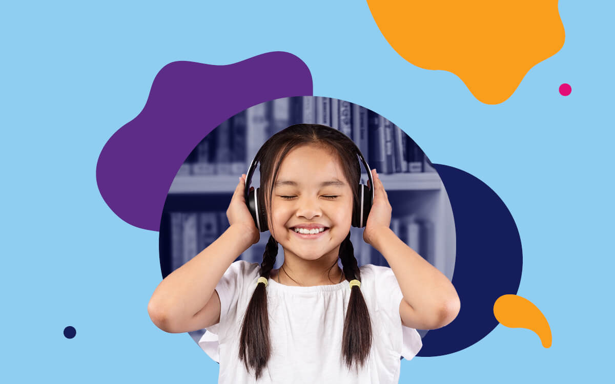 Girl wearing headphones