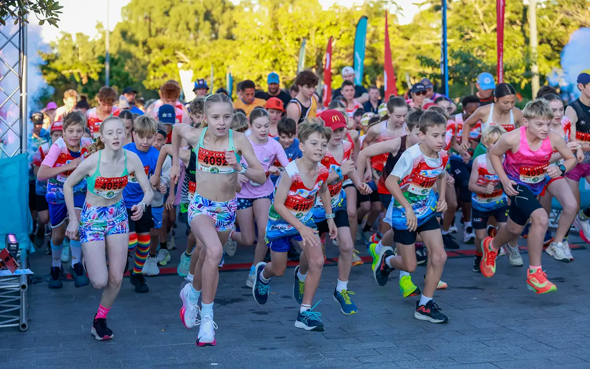 Children and teens running