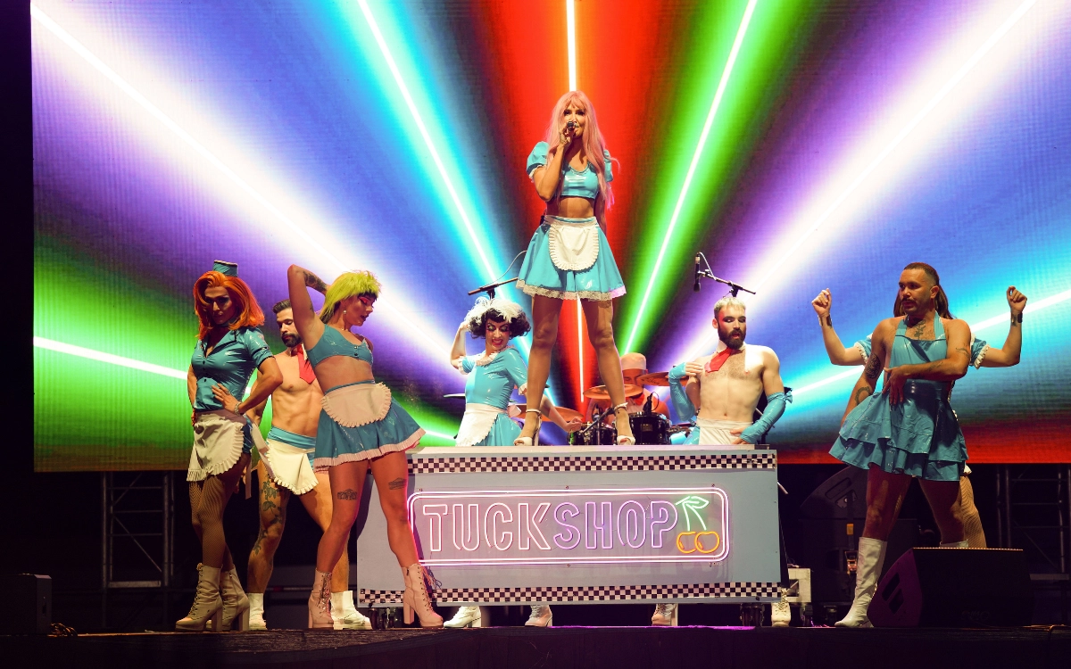 Tuck Shop performers on stage