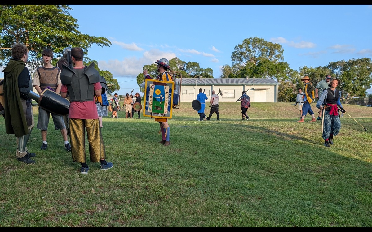 Swordcraft participants on the field