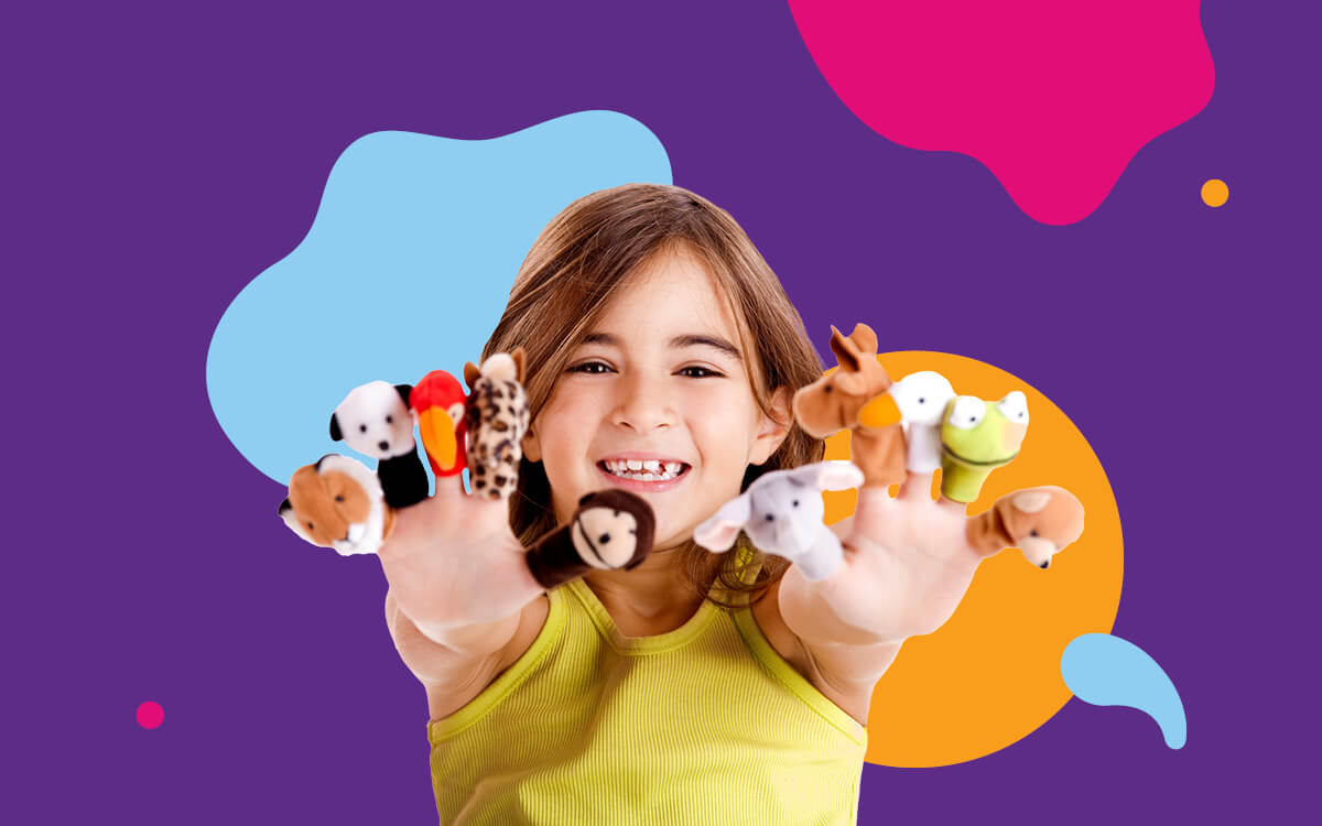 Girl with puppets on fingers