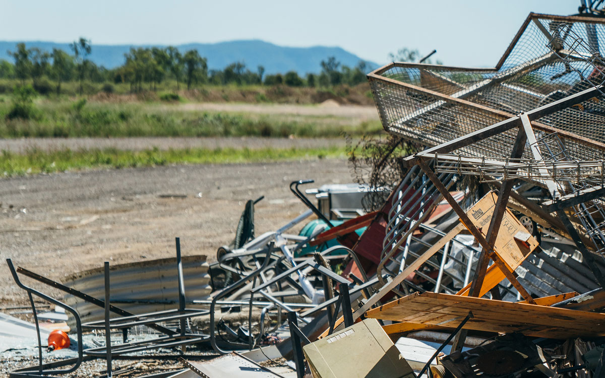 Assorted rubbish in landfill