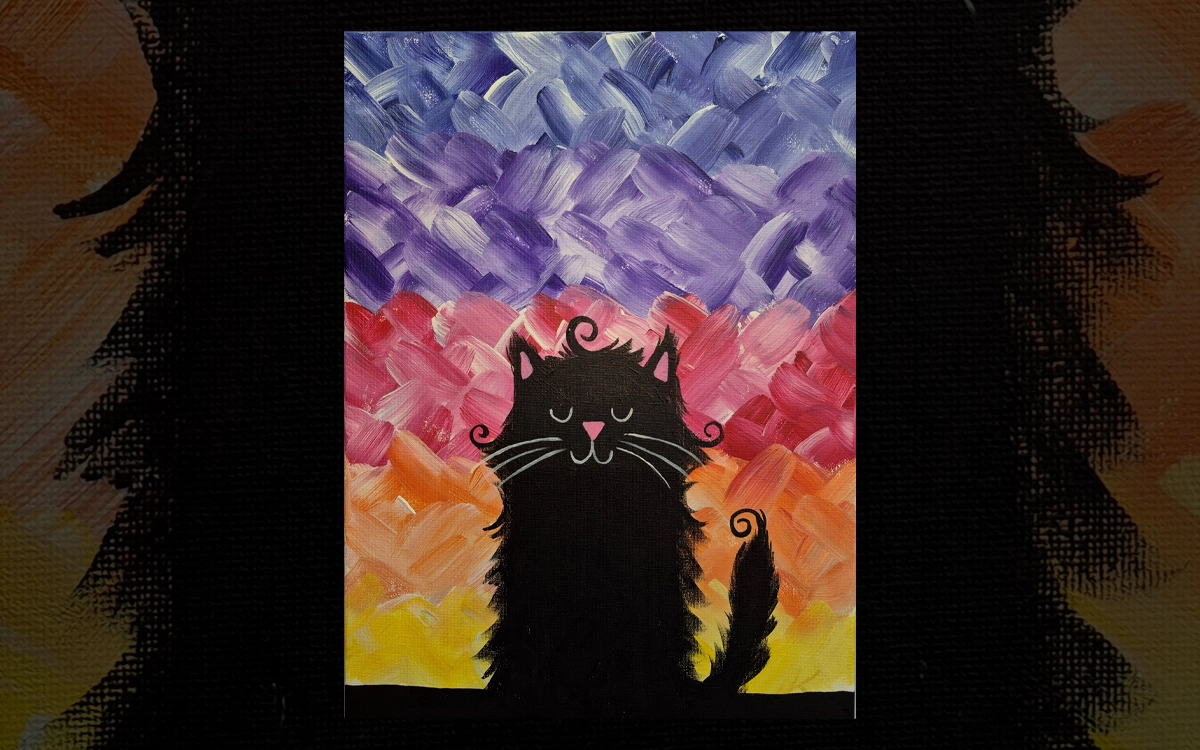 A cat painted in bright colours