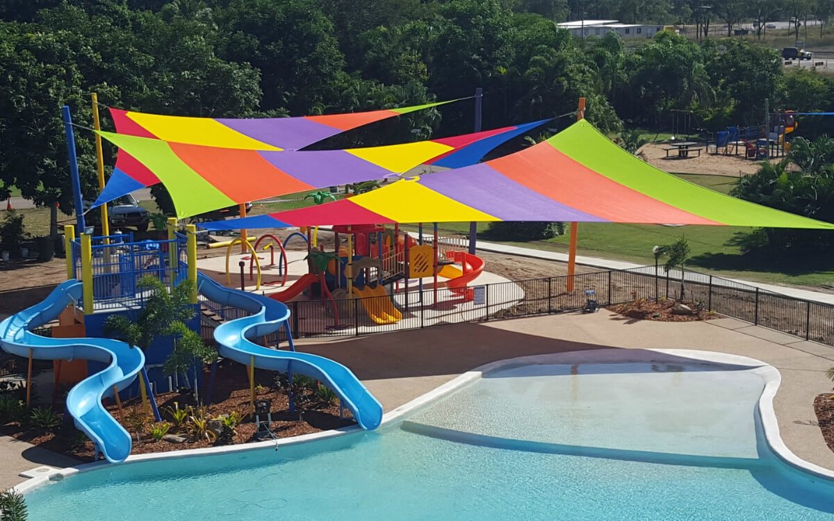 BIG4 Ingenia Water Park with slides and shade sails