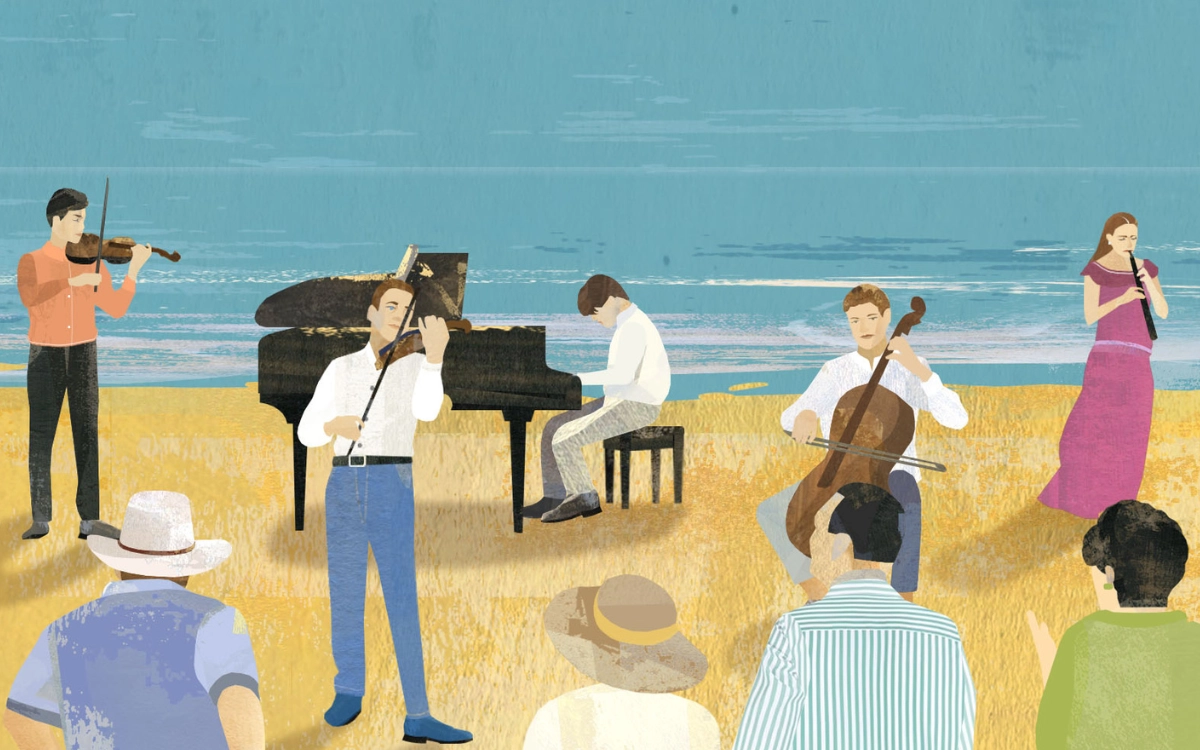 Musicians playing at a children's concert