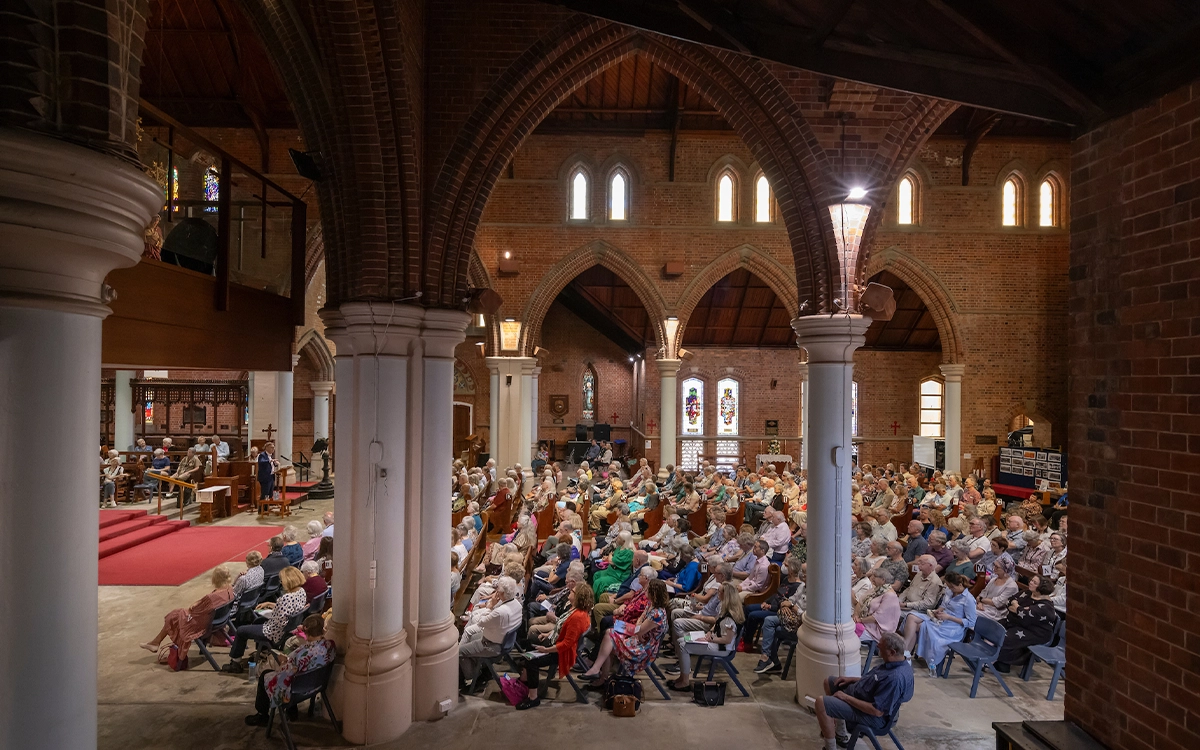 Musicians playing at a church concert