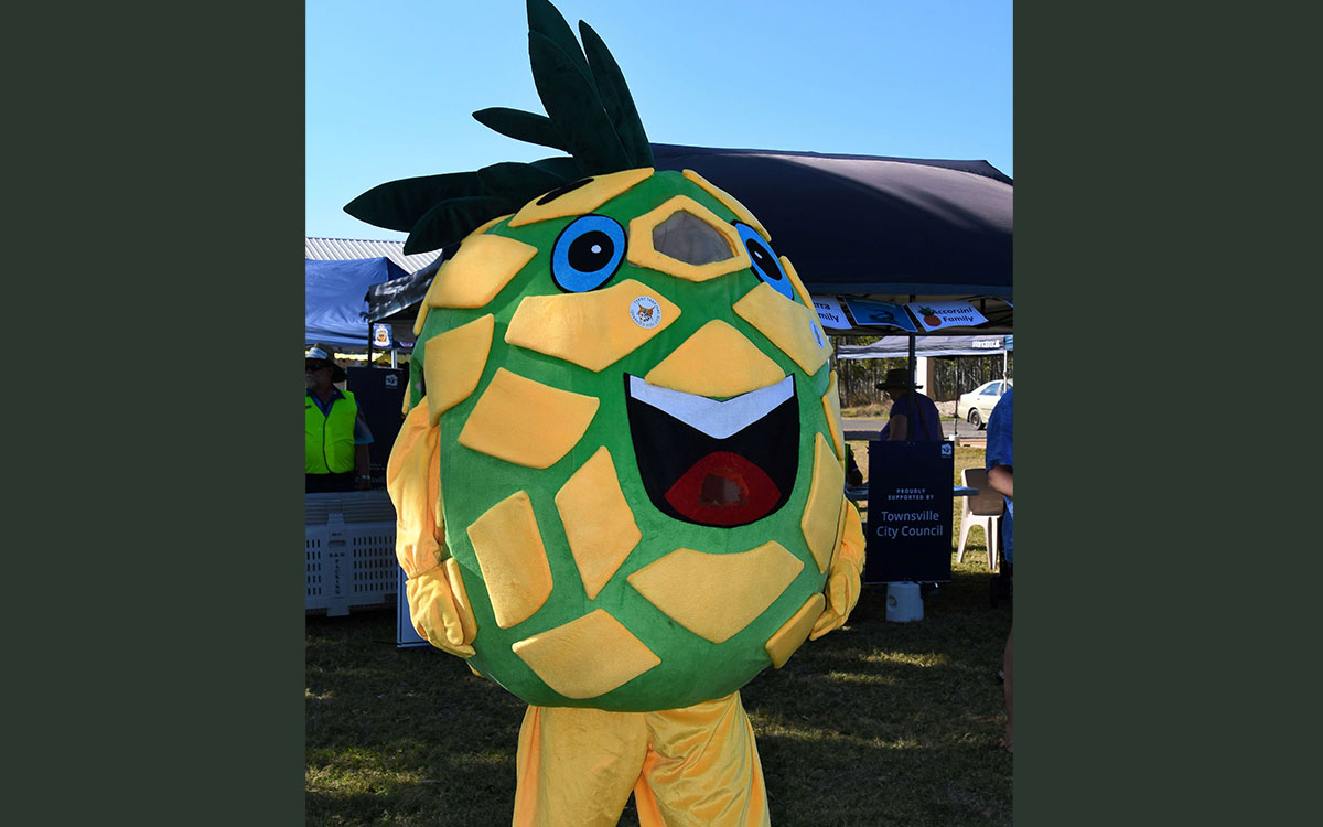Pineapple Festival mascot in their pineapple costume