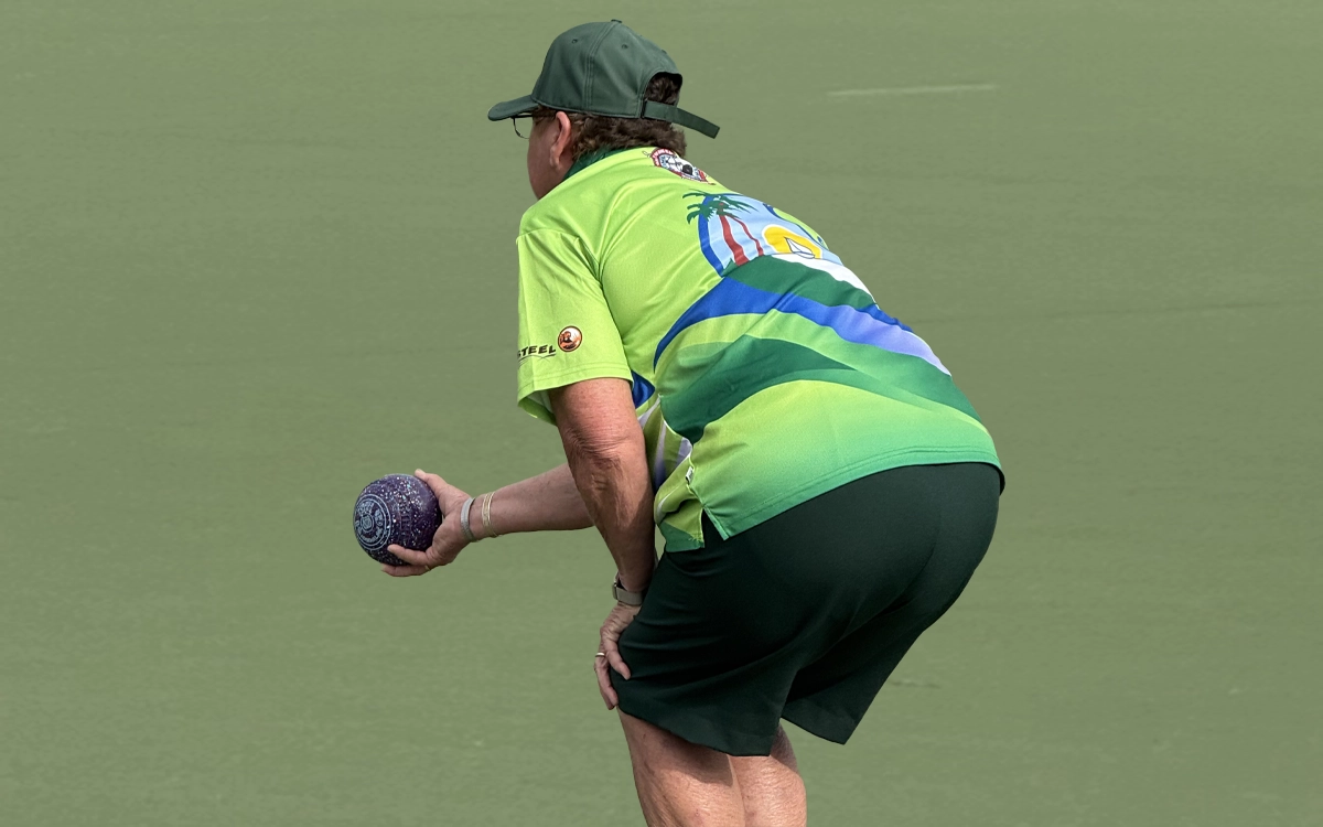 Lady playing bowls