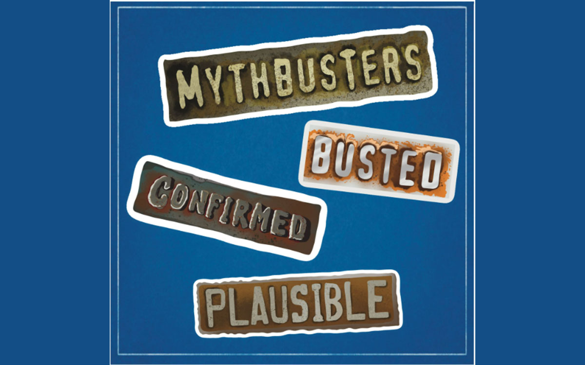 Myth busters text on blue background