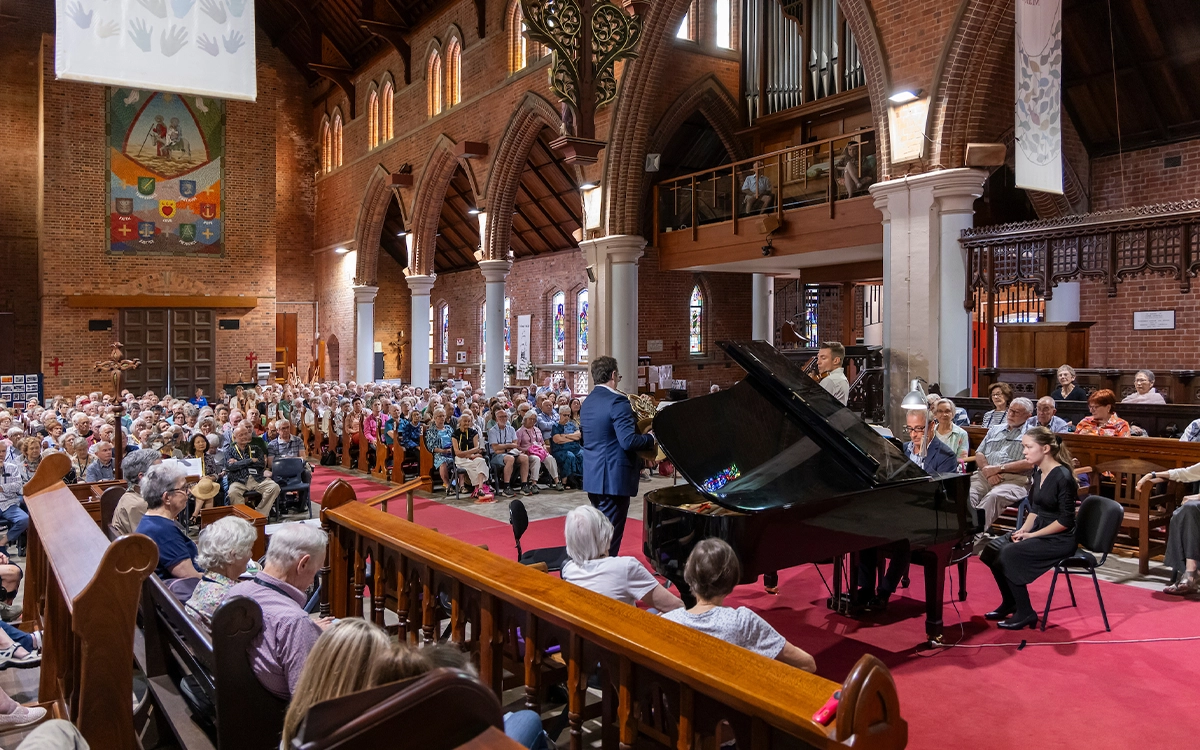 Musicians playing at a church concert
