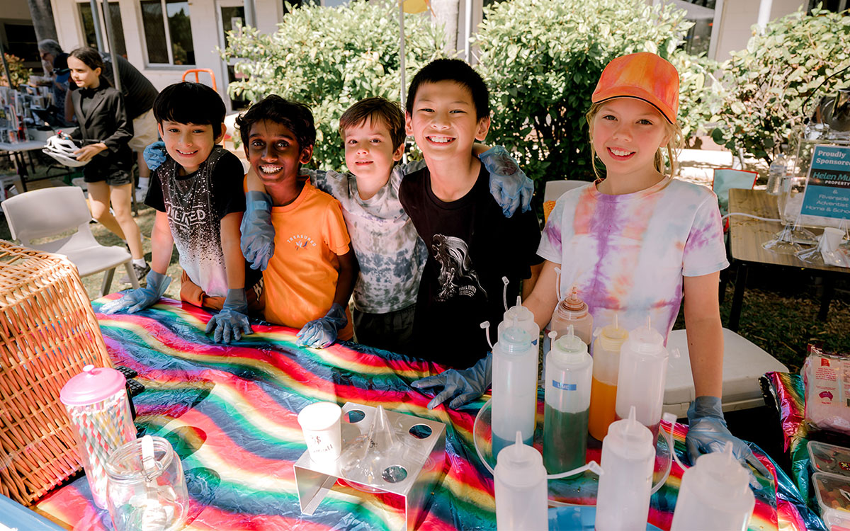 Group of kids at derby stall