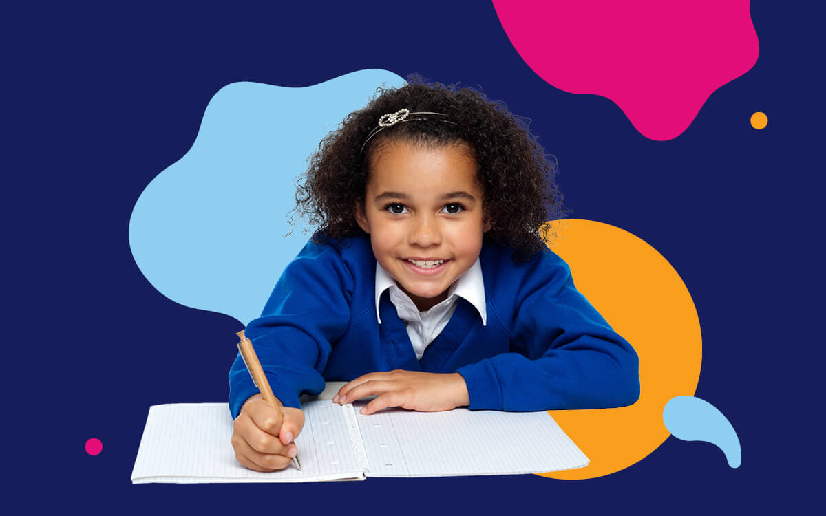 Girl with book and pen