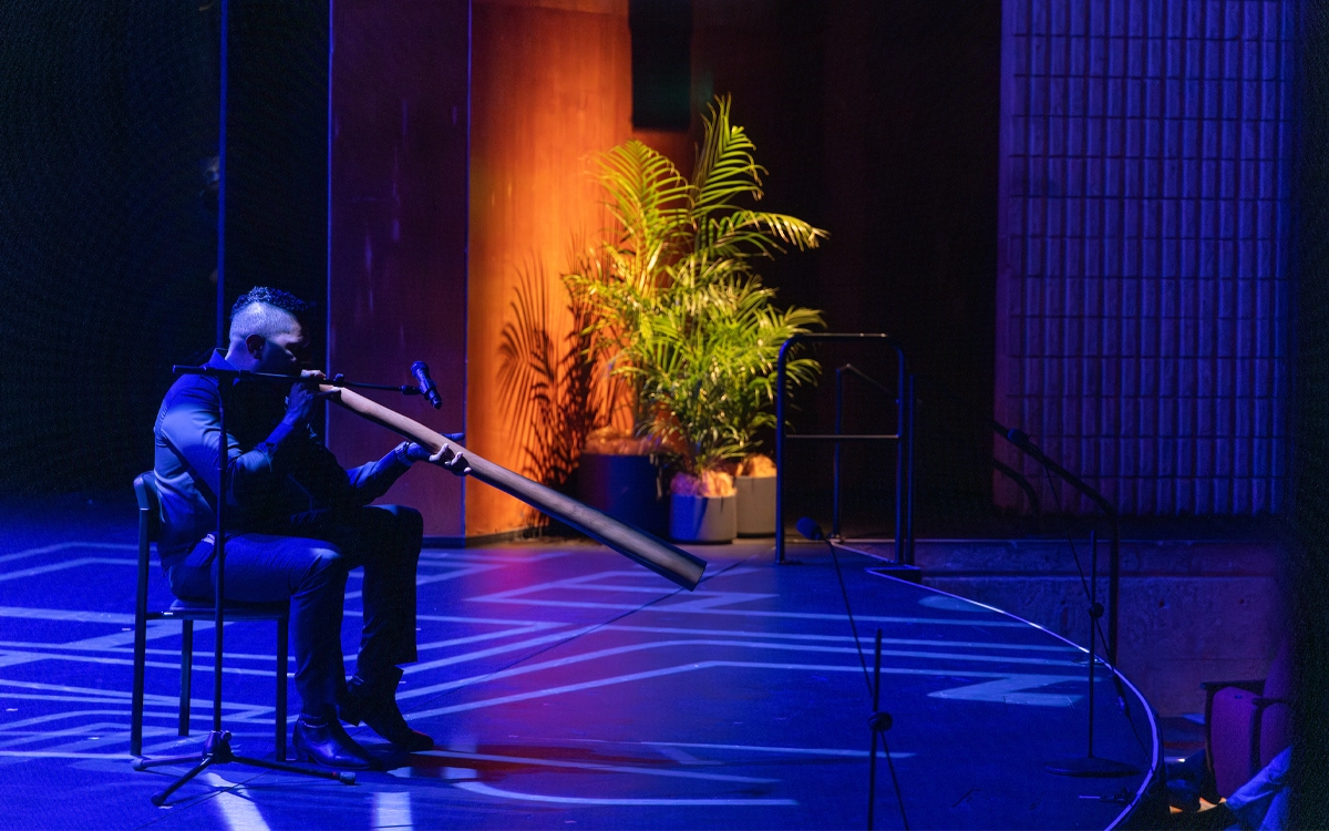 Musicians playing at an evening concert