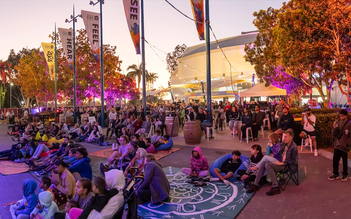 Musicians playing at the festival garden