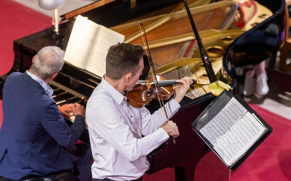 Musicians playing at a church concert