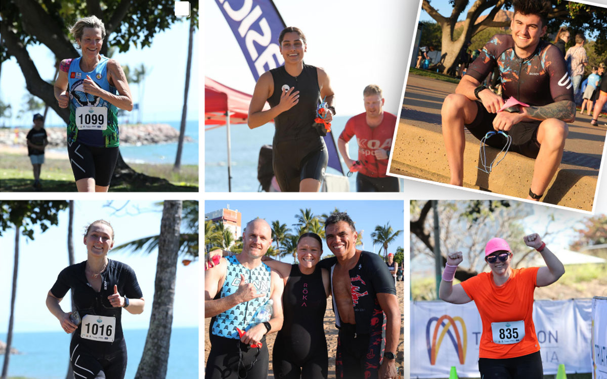 Montage of people running in the marathon