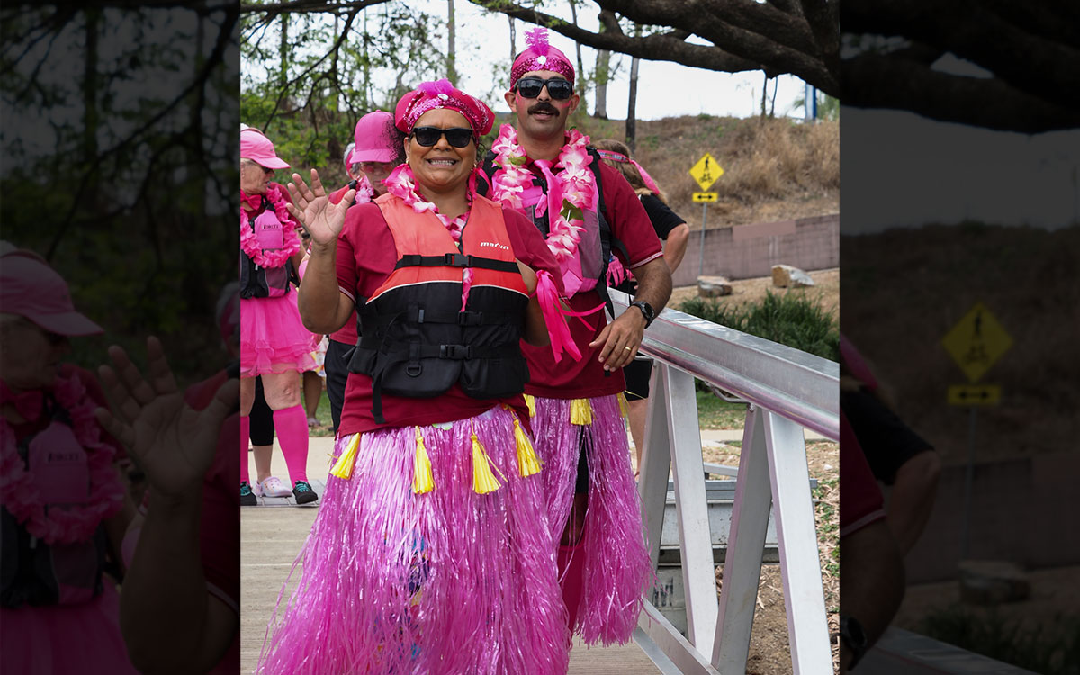 People dressed in pink for the regatta