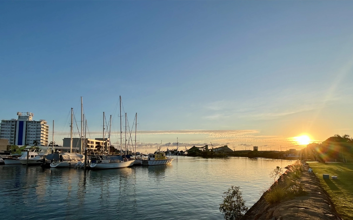 A sunrise over the water