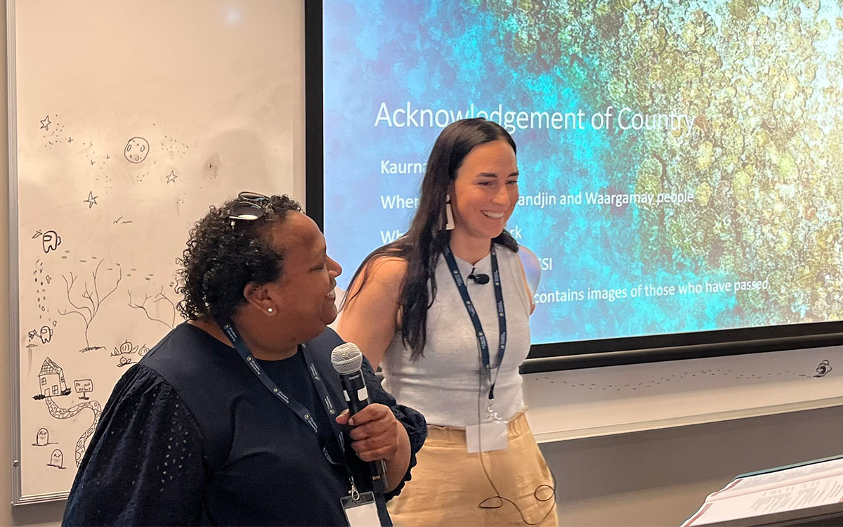 Two ladies giving a presentation