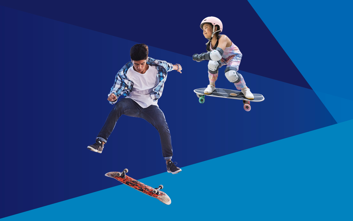 Kids on skateboards