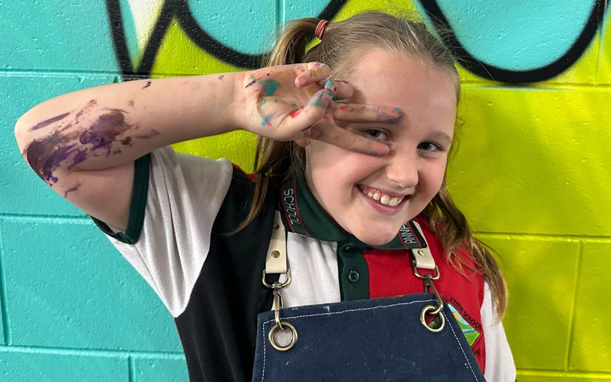 A happy child at a workshop