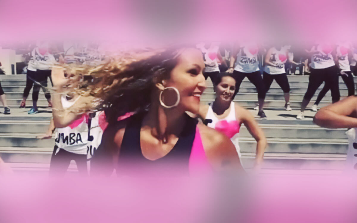 Merryl leading a Zumba class