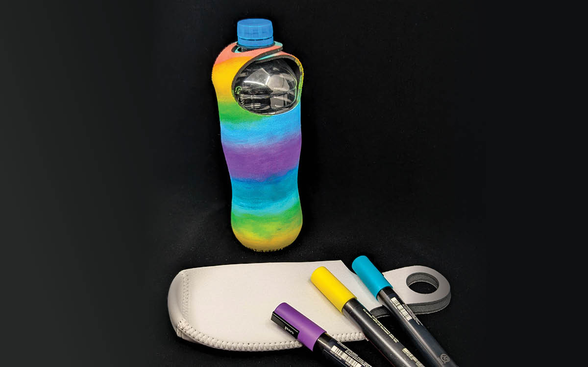 Bottle of water splash colours