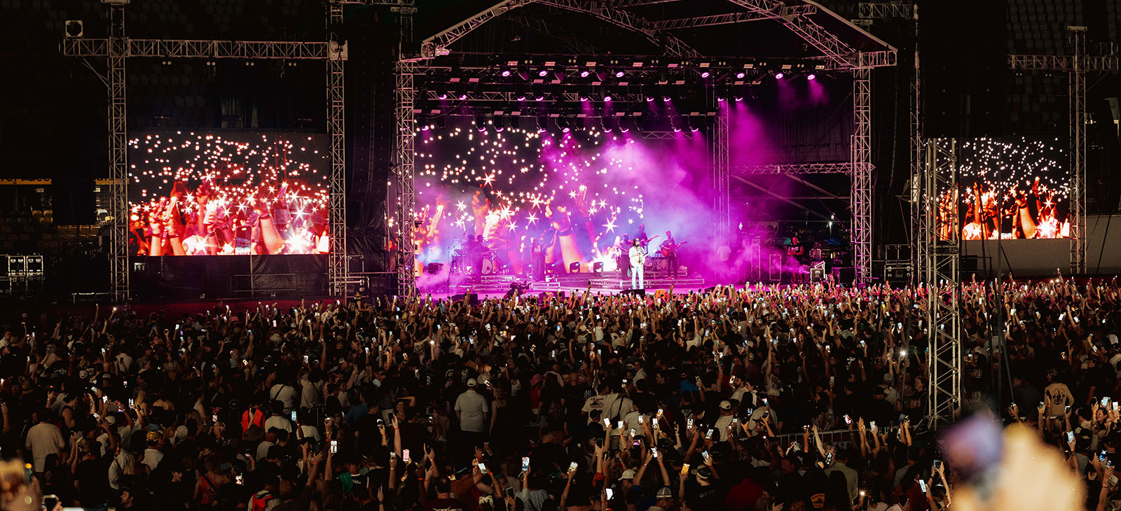 A concert being held at the Queensland Country Bank Stadium