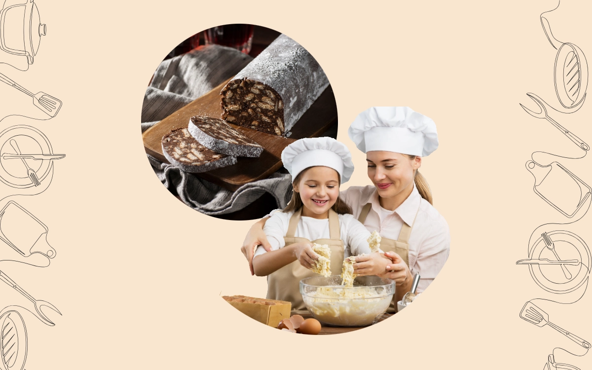 A mother and daughter cooking together