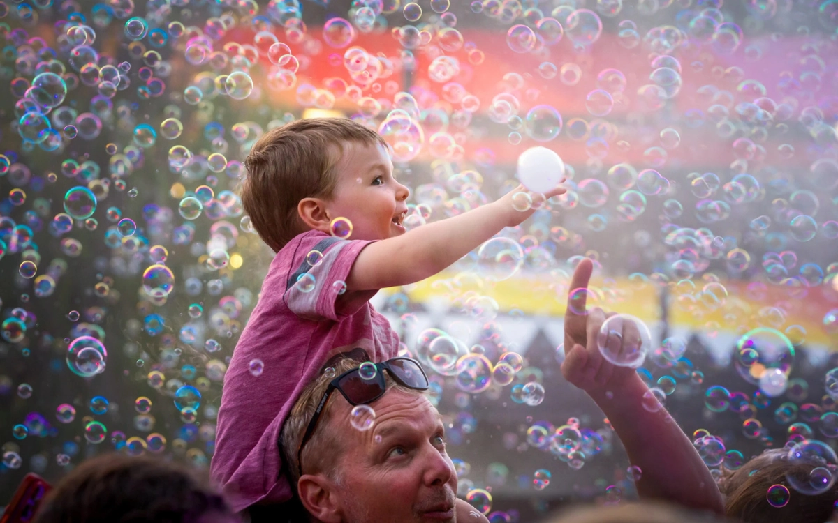 A family enjoying bubbles