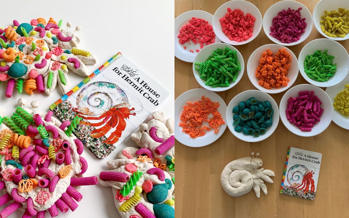 Colourful pasta art creations
