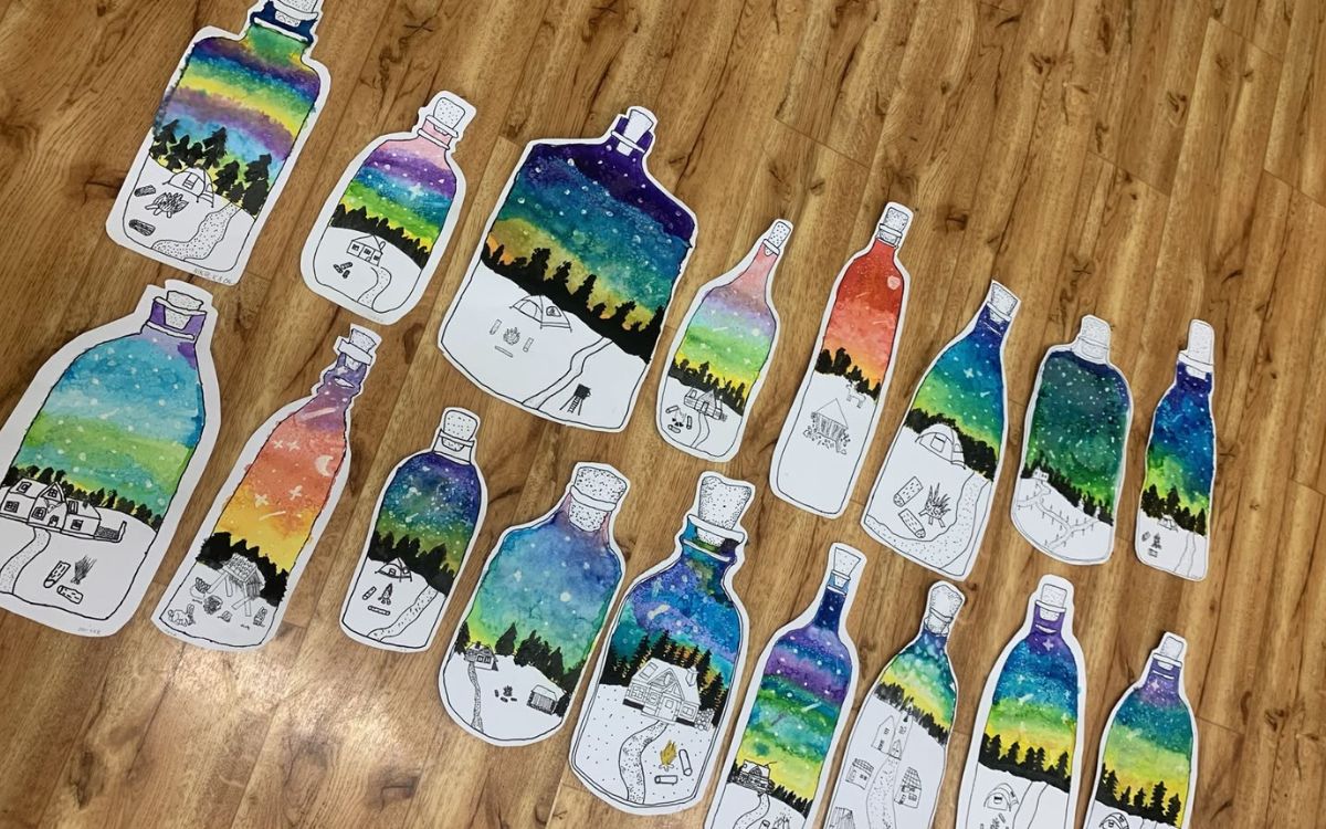 Pictures of colourful bottles