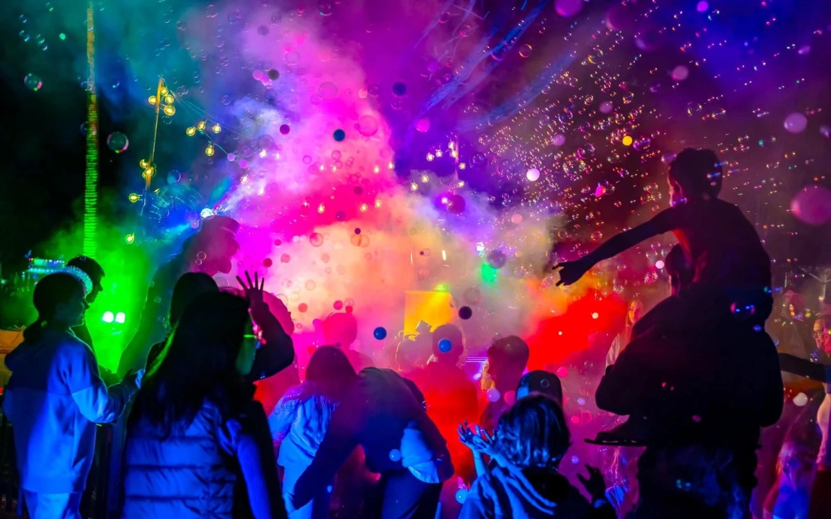 A bubble dance party