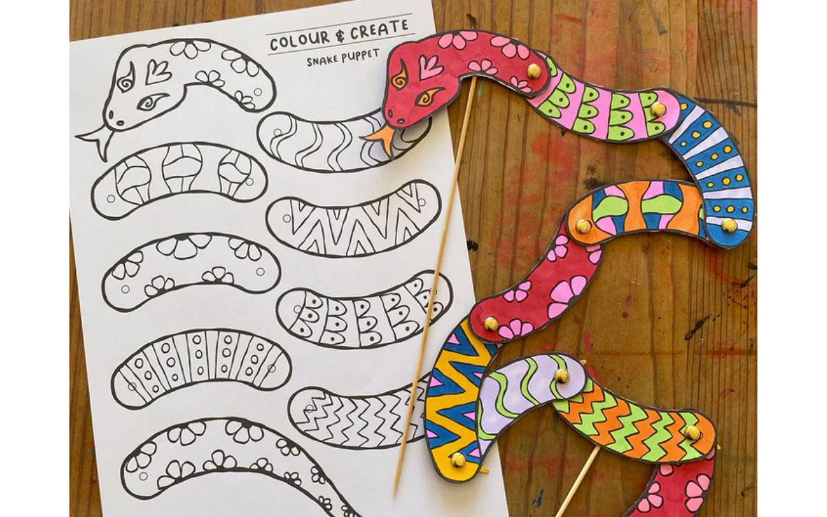 Colourful snake cut out art