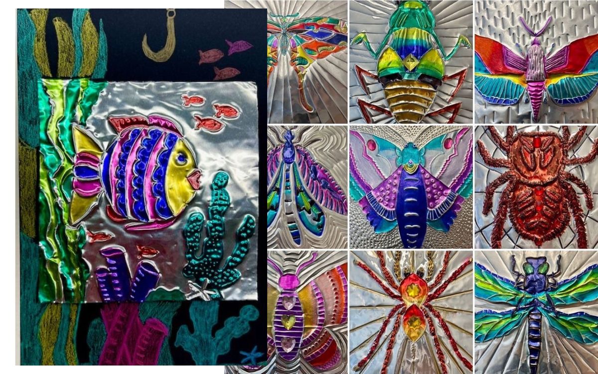 Colourful metallic art pieces