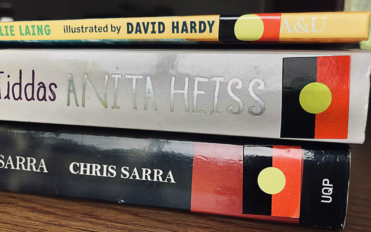A stack of books by First Nations authors.