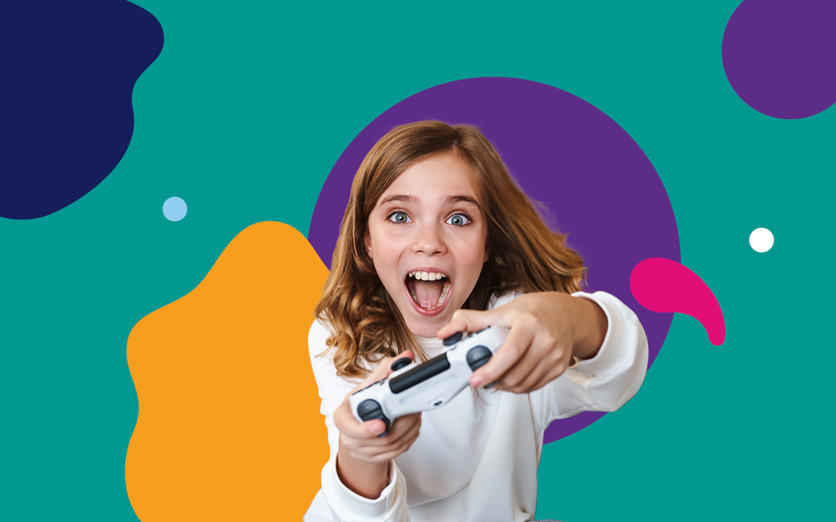 A girl playing video games
